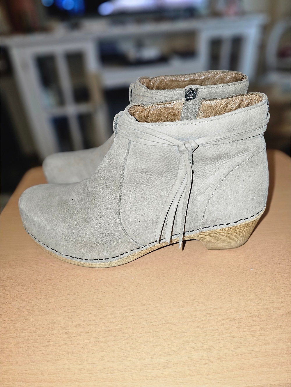 DANSKO 'Sand' Ankle Boots Booties Fringe Deco 11.5-12/42 NICE PRE-OWNED!